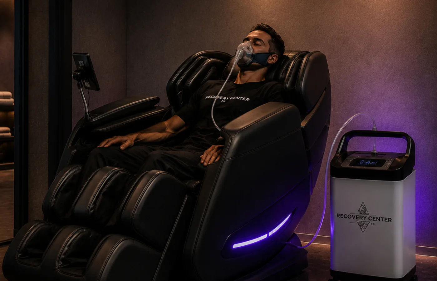 Zuurstoftherapie en massagestoel bij Recovery Center NL